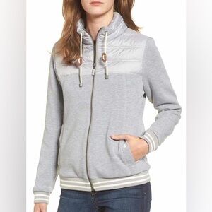 Barbour Selsey Sweat Jacket Quilted Puffer Zip Up Grey Size 8 Women's